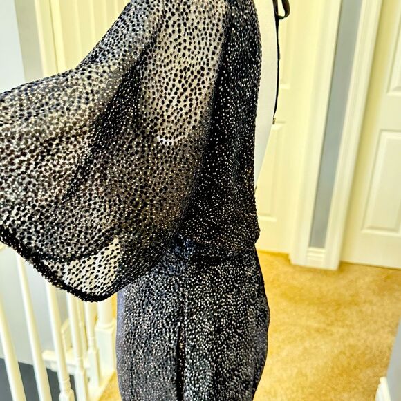 NWT Line & Dot Black & White Polka Dot Backless Wide Leg Jumpsuit  Sz Medium - Picture 9 of 13